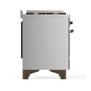 ILVE Majestic III 40-inch Dual Fuel Range with 5 Liquid Propane Burner, Griddle and Triple Glass Door Electric Oven in Stainless Steel with Burnished Trim (UMD40FNR3SSBLP)