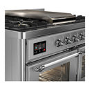 ILVE Majestic III 40-inch Dual Fuel Range with 6 Natural Gas Burner, Griddle and Triple Glass Door Electric Oven in Stainless Steel with Chrome Trim (UMD40FNR3SSC)