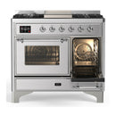ILVE Majestic III 40-inch Dual Fuel Range with 5 Liquid Propane Burner, Griddle and Triple Glass Door Electric Oven in Stainless Steel with Chrome Trim (UMD40FNR3SSCLP)