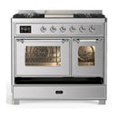 ILVE Majestic III 40-inch Dual Fuel Range with 5 Liquid Propane Burner, Griddle and Triple Glass Door Electric Oven in Stainless Steel with Chrome Trim (UMD40FNR3SSCLP)