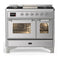 ILVE Majestic III 40-inch Dual Fuel Range with 6 Natural Gas Burner, Griddle and Triple Glass Door Electric Oven in Stainless Steel with Chrome Trim (UMD40FNR3SSC)