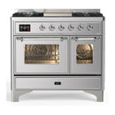 ILVE Majestic III 40-inch Dual Fuel Range with 5 Liquid Propane Burner, Griddle and Triple Glass Door Electric Oven in Stainless Steel with Chrome Trim (UMD40FNR3SSCLP)