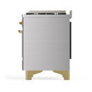 ILVE Majestic III 40-inch Dual Fuel Range with 5 Liquid Propane Burner, Griddle and Triple Glass Door Electric Oven in Stainless Steel with Brass Trim (UMD40FNR3SSGLP)