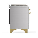 ILVE Majestic III 40-inch Dual Fuel Range with 5 Liquid Propane Burner, Griddle and Triple Glass Door Electric Oven in Stainless Steel with Brass Trim (UMD40FNR3SSGLP)