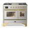 ILVE Majestic III 40-inch Dual Fuel Range with 5 Liquid Propane Burner, Griddle and Triple Glass Door Electric Oven in Stainless Steel with Brass Trim (UMD40FNR3SSGLP)