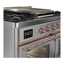 ILVE Majestic III 40-inch Dual Fuel Range with 5 Liquid Propane Burner, Griddle and Triple Glass Door Electric Oven in Stainless Steel with Copper Trim (UMD40FNR3SSPLP)