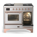 ILVE Majestic III 40-inch Dual Fuel Range with 5 Liquid Propane Burner, Griddle and Triple Glass Door Electric Oven in Stainless Steel with Copper Trim (UMD40FNR3SSPLP)