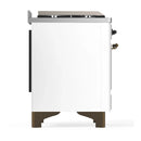 ILVE Majestic III 40-inch Dual Fuel Range with 5 Liquid Propane Burner, Griddle and Triple Glass Door Electric Oven in White with Burnished Trim (UMD40FNR3WHBLP)