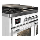 ILVE Majestic III 40-inch Dual Fuel Range with 5 Liquid Propane Burner, Griddle and Triple Glass Door Electric Oven in White with Chrome Trim (UMD40FNR3WHCLP)
