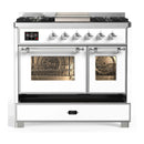 ILVE Majestic III 40-inch Dual Fuel Range with 5 Liquid Propane Burner, Griddle and Triple Glass Door Electric Oven in White with Chrome Trim (UMD40FNR3WHCLP)