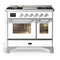 ILVE Majestic III 40-inch Dual Fuel Range with 5 Liquid Propane Burner, Griddle and Triple Glass Door Electric Oven in White with Chrome Trim (UMD40FNR3WHCLP)