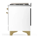 ILVE Majestic III 40-inch Dual Fuel Range with 5 Liquid Propane Burner, Griddle and Triple Glass Door Electric Oven in White with Brass Trim (UMD40FNR3WHGLP)