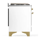 ILVE Majestic III 40-inch Dual Fuel Range with 6 Natural Gas Burner, Griddle and Triple Glass Door Electric Oven in White with Brass Trim (UMD40FNR3WHG)
