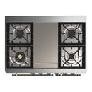 ILVE Majestic III 40-inch Dual Fuel Range with 6 Natural Gas Burner, Griddle and Solid Door Electric Oven in Antique White with Burnished Trim (UMD40FQNR3AWB)