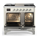 ILVE Majestic III 40-inch Dual Fuel Range with 5 Liquid Propane Burner, Griddle and Solid Door Electric Oven in Antique White with Chrome Trim (UMD40FQNR3AWCLP)