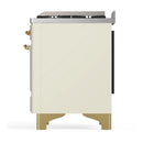 ILVE Majestic III 40-inch Dual Fuel Range with 6 Natural Gas Burner, Griddle and Solid Door Electric Oven in Antique White with Brass Trim (UMD40FQNR3AWG)