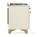 ILVE Majestic III 40-inch Dual Fuel Range with 6 Natural Gas Burner, Griddle and Solid Door Electric Oven in Antique White with Brass Trim (UMD40FQNR3AWG)