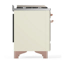 ILVE Majestic III 40-inch Dual Fuel Range with 6 Natural Gas Burner, Griddle and Solid Door Electric Oven in Antique White with Copper Trim (UMD40FQNR3AWP)
