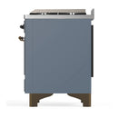 ILVE Majestic III 40-inch Dual Fuel Range with 5 Liquid Propane Burner, Griddle and Solid Door Electric Oven in Blue Grey with Burnished Trim (UMD40FQNR3BGBLP)