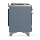 ILVE Majestic III 40-inch Dual Fuel Range with 5 Liquid Propane Burner, Griddle and Solid Door Electric Oven in Blue Grey with Chrome Trim (UMD40FQNR3BGCLP)