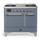 ILVE Majestic III 40-inch Dual Fuel Range with 5 Liquid Propane Burner, Griddle and Solid Door Electric Oven in Blue Grey with Chrome Trim (UMD40FQNR3BGCLP)