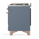 ILVE Majestic III 40-inch Dual Fuel Range with 6 Natural Gas Burner, Griddle and Solid Door Electric Oven in Blue Grey with Copper Trim (UMD40FQNR3BGP)