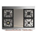 ILVE Majestic III 40-inch Dual Fuel Range with 6 Natural Gas Burner, Griddle and Solid Door Electric Oven in Blue Grey with Copper Trim (UMD40FQNR3BGP)