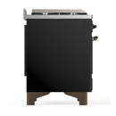 ILVE Majestic III 40-inch Dual Fuel Range with 6 Natural Gas Burner, Griddle and Solid Door Electric Oven in Glossy Black with Burnished Trim (UMD40FQNR3BKB)