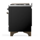 ILVE Majestic III 40-inch Dual Fuel Range with 6 Natural Gas Burner, Griddle and Solid Door Electric Oven in Glossy Black with Burnished Trim (UMD40FQNR3BKB)