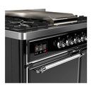 ILVE Majestic III 40-inch Dual Fuel Range with 6 Natural Gas Burner, Griddle and Solid Door Electric Oven in Glossy Black with Chrome Trim (UMD40FQNR3BKC)