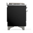 ILVE Majestic III 40-inch Dual Fuel Range with 6 Natural Gas Burner, Griddle and Solid Door Electric Oven in Glossy Black with Chrome Trim (UMD40FQNR3BKC)