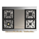 ILVE Majestic III 40-inch Dual Fuel Range with 5 Liquid Propane Burner, Griddle and Solid Door Electric Oven in Glossy Black with Brass Trim (UMD40FQNR3BKGLP)