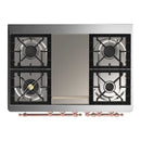 ILVE Majestic III 40-inch Dual Fuel Range with 6 Natural Gas Burner, Griddle and Solid Door Electric Oven in Glossy Black with Copper Trim (UMD40FQNR3BKP)