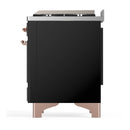 ILVE Majestic III 40-inch Dual Fuel Range with 6 Natural Gas Burner, Griddle and Solid Door Electric Oven in Glossy Black with Copper Trim (UMD40FQNR3BKP)