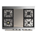 ILVE Majestic III 40-inch Dual Fuel Range with 6 Natural Gas Burner, Griddle and Solid Door Electric Oven in Burgundy with Burnished Trim (UMD40FQNR3BUB)