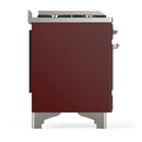 ILVE Majestic III 40-inch Dual Fuel Range with 6 Natural Gas Burner, Griddle and Solid Door Electric Oven in Burgundy with Chrome Trim (UMD40FQNR3BUC)