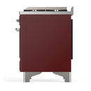 ILVE Majestic III 40-inch Dual Fuel Range with 6 Natural Gas Burner, Griddle and Solid Door Electric Oven in Burgundy with Chrome Trim (UMD40FQNR3BUC)