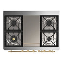 ILVE Majestic III 40-inch Dual Fuel Range with 6 Natural Gas Burner, Griddle and Solid Door Electric Oven in Burgundy with Brass Trim (UMD40FQNR3BUG)