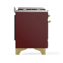 ILVE Majestic III 40-inch Dual Fuel Range with 6 Natural Gas Burner, Griddle and Solid Door Electric Oven in Burgundy with Brass Trim (UMD40FQNR3BUG)
