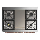 ILVE Majestic III 40-inch Dual Fuel Range with 6 Natural Gas Burner, Griddle and Solid Door Electric Oven in Burgundy with Copper Trim (UMD40FQNR3BUP)