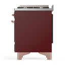 ILVE Majestic III 40-inch Dual Fuel Range with 6 Natural Gas Burner, Griddle and Solid Door Electric Oven in Burgundy with Copper Trim (UMD40FQNR3BUP)