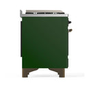 ILVE Majestic III 40-inch Dual Fuel Range with 5 Liquid Propane Burner, Griddle and Solid Door Electric Oven in Emerald Green with Burnished Trim (UMD40FQNR3EGBLP)