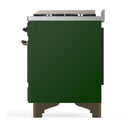 ILVE Majestic III 40-inch Dual Fuel Range with 5 Liquid Propane Burner, Griddle and Solid Door Electric Oven in Emerald Green with Burnished Trim (UMD40FQNR3EGBLP)