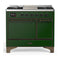 ILVE Majestic III 40-inch Dual Fuel Range with 6 Natural Gas Burner, Griddle and Solid Door Electric Oven in Emerald Green with Burnished Trim (UMD40FQNR3EGB)