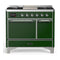 ILVE Majestic III 40-inch Dual Fuel Range with 6 Natural Gas Burner, Griddle and Solid Door Electric Oven in Emerald Green with Chrome Trim (UMD40FQNR3EGC)