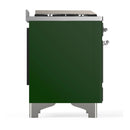 ILVE Majestic III 40-inch Dual Fuel Range with 6 Natural Gas Burner, Griddle and Solid Door Electric Oven in Emerald Green with Chrome Trim (UMD40FQNR3EGC)