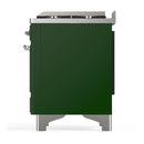 ILVE Majestic III 40-inch Dual Fuel Range with 6 Natural Gas Burner, Griddle and Solid Door Electric Oven in Emerald Green with Chrome Trim (UMD40FQNR3EGC)