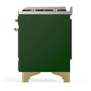 ILVE Majestic III 40-inch Dual Fuel Range with 6 Natural Gas Burner, Griddle and Solid Door Electric Oven in Emerald Green with Brass Trim (UMD40FQNR3EGG)
