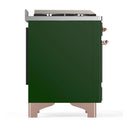 ILVE Majestic III 40-inch Dual Fuel Range with 5 Liquid Propane Burner, Griddle and Solid Door Electric Oven in Emerald Green with Copper Trim (UMD40FQNR3EGPLP)