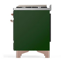 ILVE Majestic III 40-inch Dual Fuel Range with 5 Liquid Propane Burner, Griddle and Solid Door Electric Oven in Emerald Green with Copper Trim (UMD40FQNR3EGPLP)